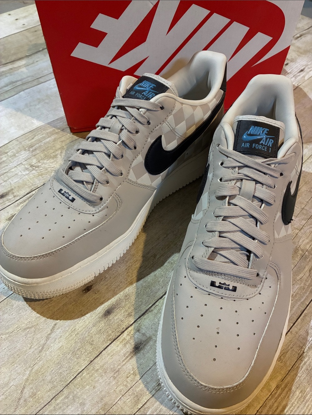 LeBron James Strive for Greatness Nike Air Force 1 Low - Gray with Black Swoosh
